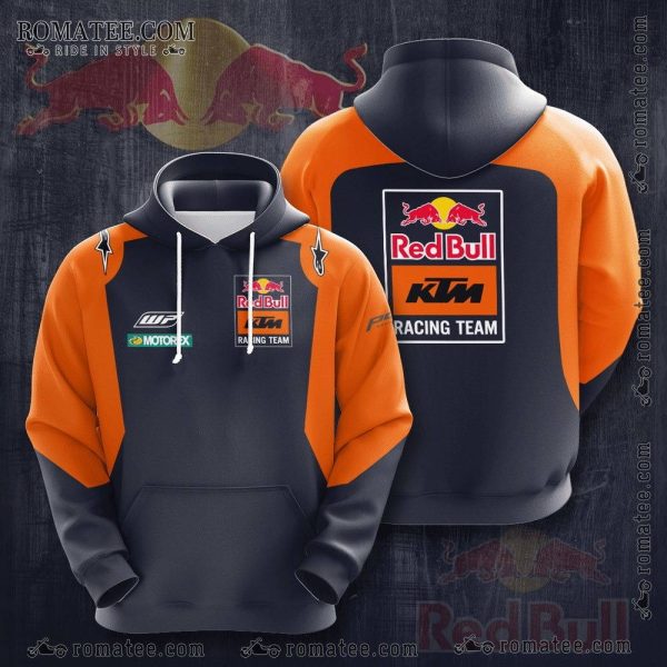 Red Bull KTM Racing Team Hoodie with Bold Logo and Dynamic Colorblock Design