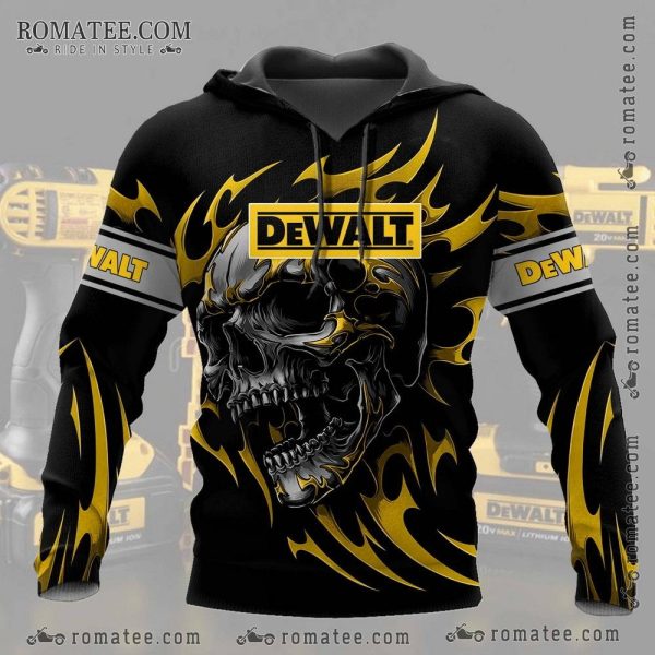 Screaming Skull Flame Graphic Hoodie – Dewalt Inspired Artwork with Bold Skull Design