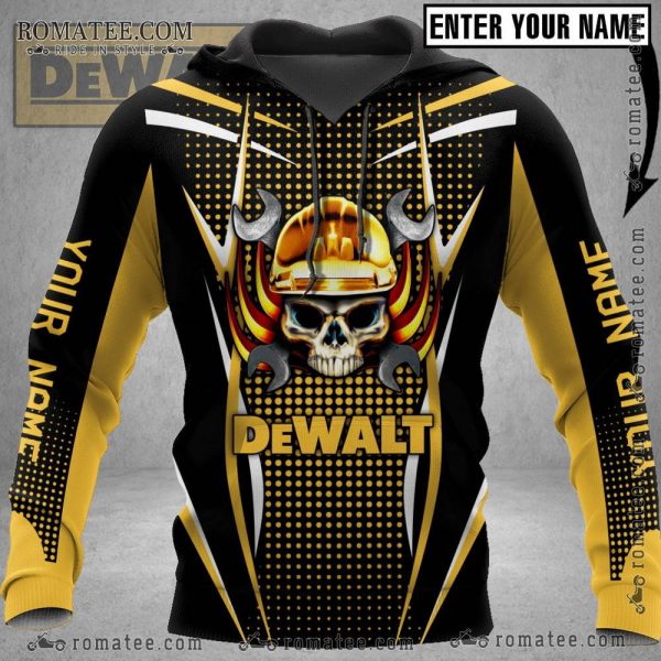 Skull Engineer Dewalt Tools Custom Name Hoodie with Unique Skull Art and Wrench Design