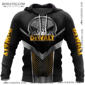 Skull Flame Dewalt Hoodie – Industrial Art Design with Bold Flame Graphics and Iconic Logo