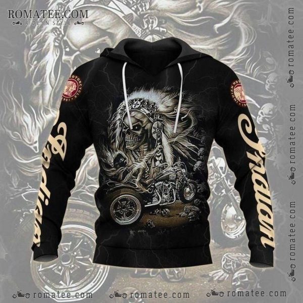 Skull Rider Skeleton Motorcycle Hoodie – Gothic Biker Art, Freedom Design, Dark Aesthetic Clothing