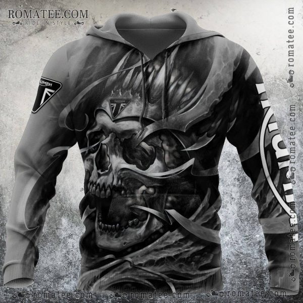 Skull and Flames Triumph Hoodie – Gothic Biker Style, Dark Art, Grunge Fashion