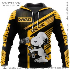 Snoopy Dewalt Custom Hoodie with Graphic Design and Bold Yellow Accents