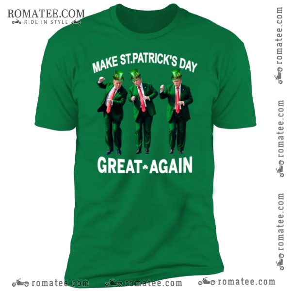 St. Patrick’s Day Leprechaun T-Shirt with Dancing Figures and Catchy Slogan