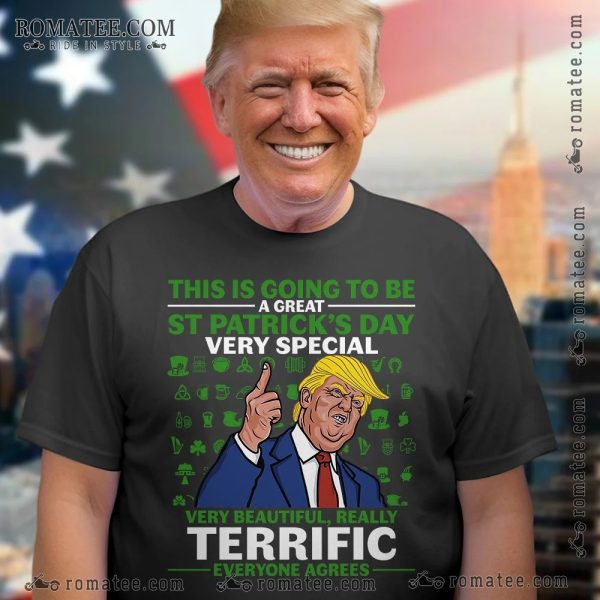 St. Patrick’s Day Trump Graphic Tee – Fun Green Design with Humorous Quote and Cartoon Art