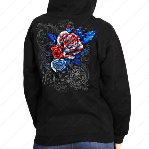 Sturgis Motorcycle Rally 85th Roses Hoodie, Sturgis Anniversary 2025 Patriotic Biker Hoodie