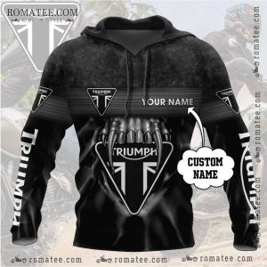 Triumph Custom Name Hoodie with Bold Skull Design and Motorcycle Theme