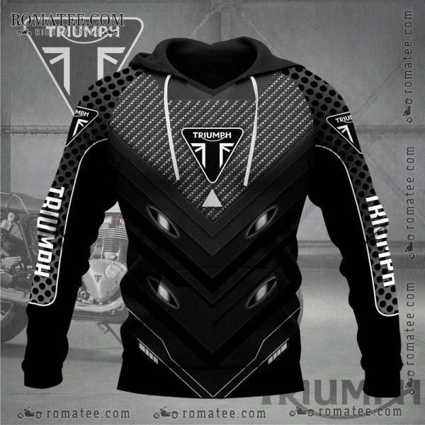 Triumph Motorcycle Carbon Fiber Hoodie – Geometric Black Design