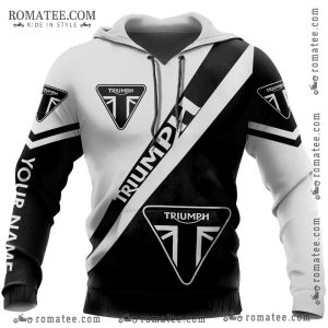 Triumph Motorcycle Customizable Hoodie – Black and White Diagonal Stripe Design