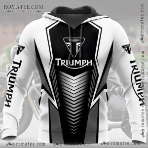 Triumph Motorcycle Geometric Design Hoodie – Black and White Chevron Pattern