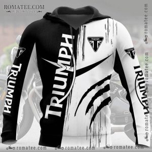 Triumph Motorcycle Hoodie Black White Brush Stroke Claw Mark Design