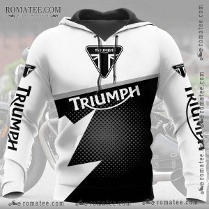 Triumph Motorcycle Hoodie Black White Dotted Gradient with Bold Logo