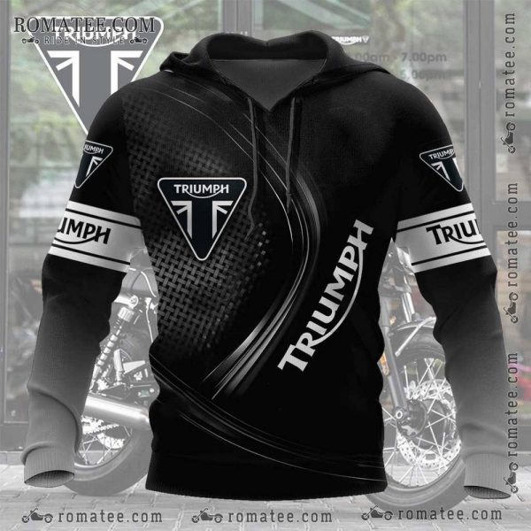 Triumph Motorcycle Hoodie with Bold Graphic Design and Striking Black Accents