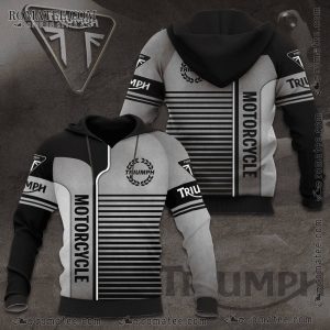 Triumph Motorcycle Hoodie with Laurel Wreath and Stripes Design