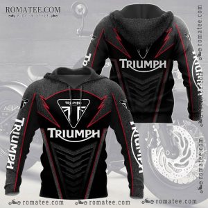 Triumph Motorcycle Hoodie with Lightning Bolt and Chevron Design