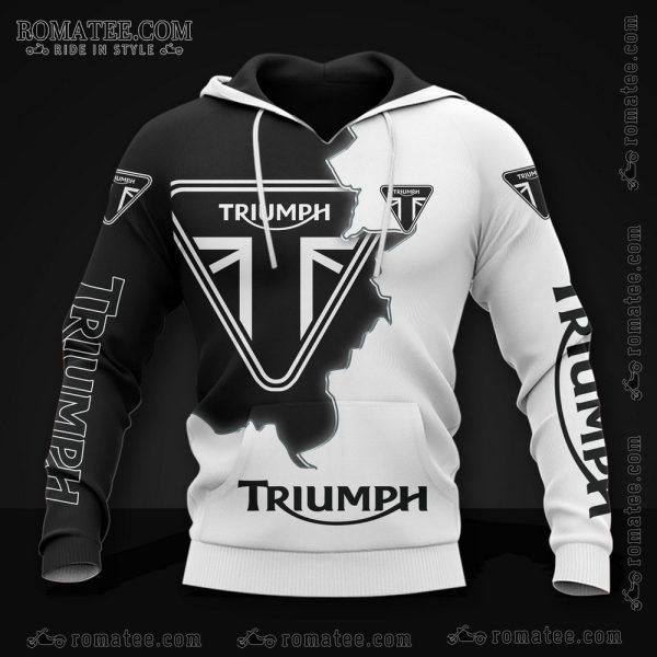 Triumph Motorcycle Torn Split Black and White Graphic Hoodie