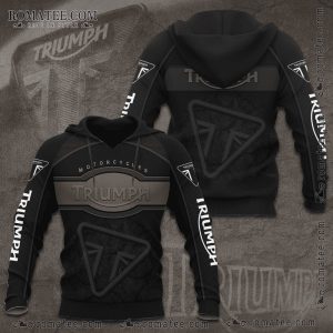 Triumph Motorcycles Black Hoodie with Bold Logo and Graphic Design