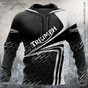 Triumph Racing Graphic Hoodie with Dynamic Black and White Design