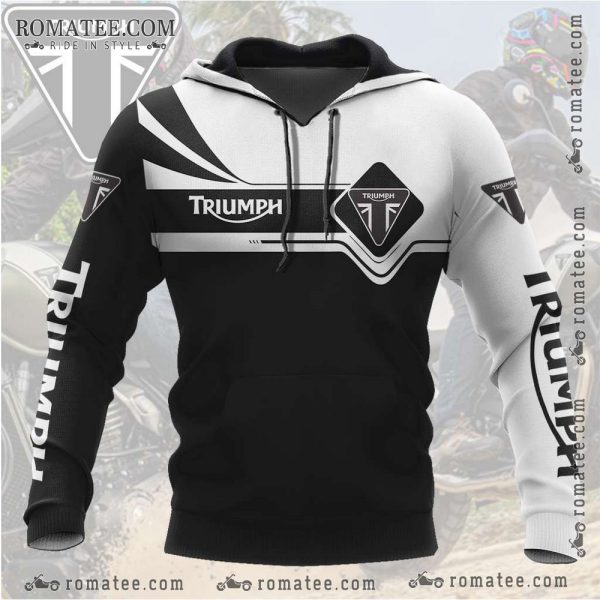 Triumph Racing Hoodie with Striking Black and White Graphic Design