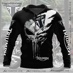 Triumph Skull Art Hoodie with Edgy Graphics and Motorcycle Theme