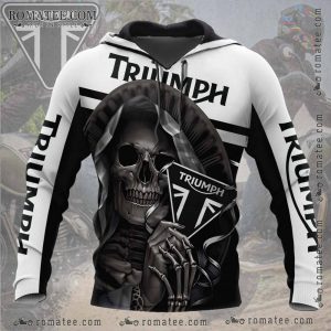 Triumph Skull Graphic Hoodie with Bold Motorcycle Artwork and Edgy Design