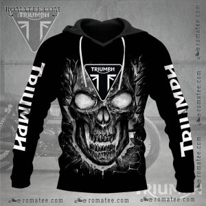 Triumph Skull Hoodie with Cracked Skull Design and Bold Triumph Logo