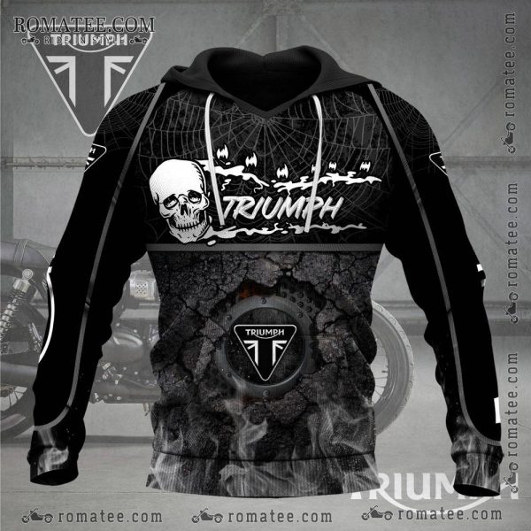 Triumph Skull Hoodie with Grunge Texture and Bold Graphic Design