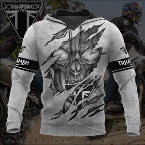 Triumph Skull Ripped Design Hoodie for Motorcycle Enthusiasts