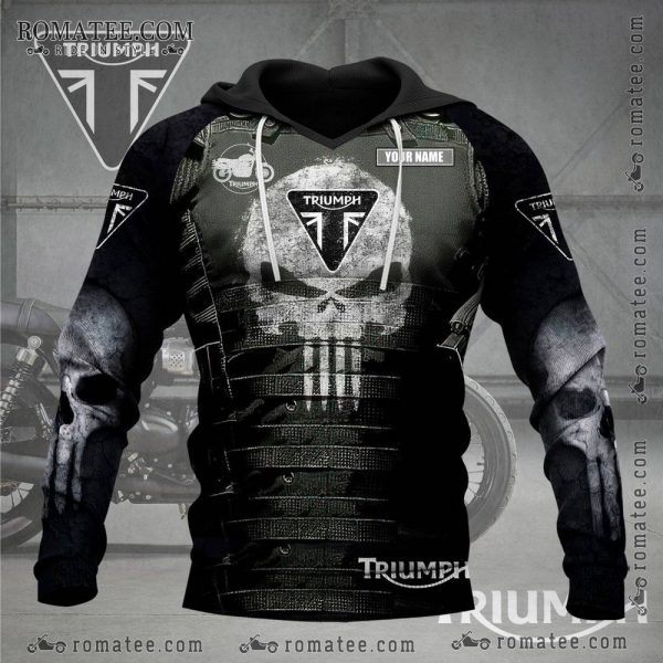 Triumph Skull Tactical Biker Hoodie with Custom Patch