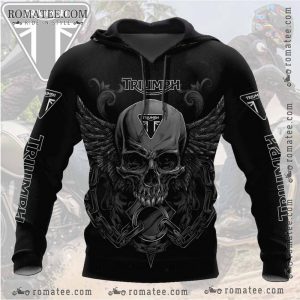 Triumph Skull Wings Chain Gothic Biker Hoodie