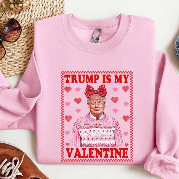 Trump Valentine Pink Sweatshirt with Bow and Hearts Design