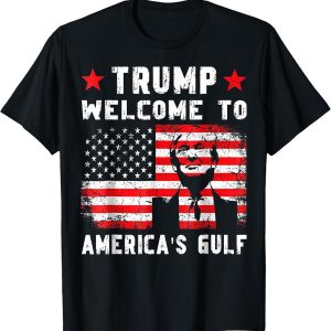 Trump Welcome to America’s Gulf Vintage Graphic Tee with American Flag Design