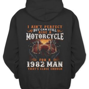 Vintage 1982 Motorcycle Hoodie with Sunset Graphic