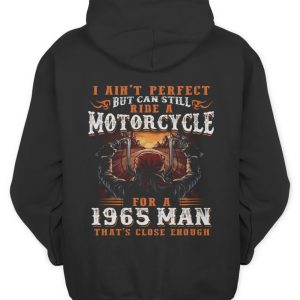 Vintage Motorcycle Rider Hoodie for 1965 Born Men