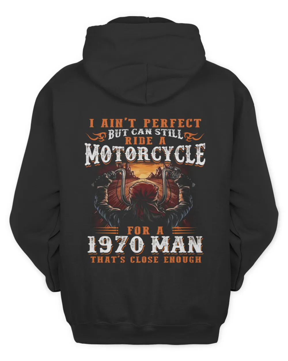 Vintage Motorcycle Rider Hoodie for 1970 Born Men - Perfect Gift for Bikers