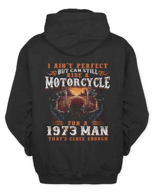 Vintage Motorcycle Rider Hoodie for 1973 Man with Bold Artwork and Statement Design