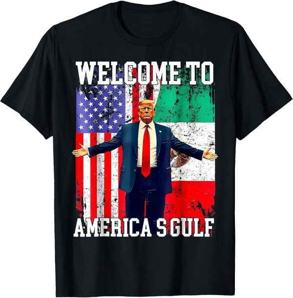 Welcome to America T-Shirt with Trump Art and Flag Design