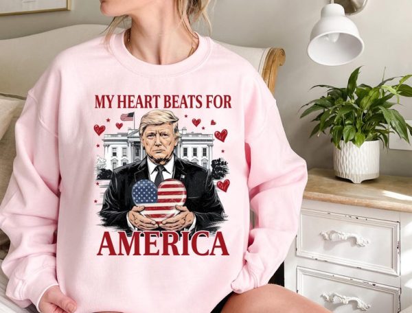 White House Love Americana Sweatshirt with Patriotic Heart Design