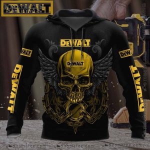 Winged Skull Chain Design Dewalt Hoodie for Bold Statement and Unique Style