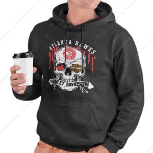 Atlanta Hawks Harley Davidson Skull Graphic Hoodie with Vintage Motif and Bold Colors