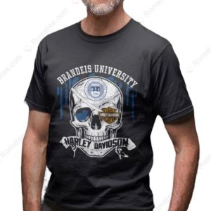 Brandeis University Harley Davidson Skull Graphic Tee with Vintage Flair