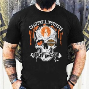 California Institute Harley Davidson Skull Graphic Tee Vintage Orange Drip Design