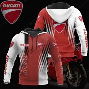 Custom Ducati Angled Lines Hoodie with Personalized Name and Racing Stripe Design