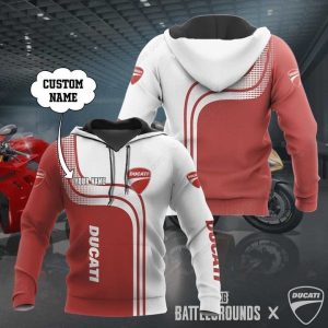 Custom Ducati Graphic Hoodie with Personalized Name, Racing Stripe Design and Bold Logo