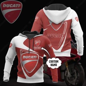 Custom Ducati Shield Logo Hoodie with Personalized Name – Motorcycle Art Design