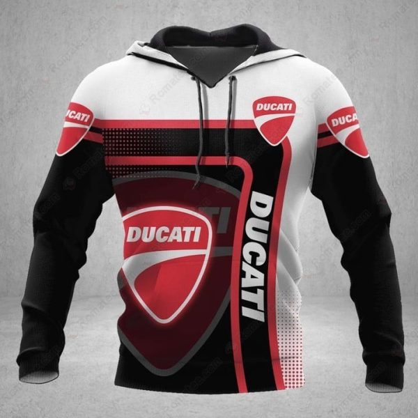 Ducati Racing Graphic Hoodie with Bold Logo and Striking Red and Black Design