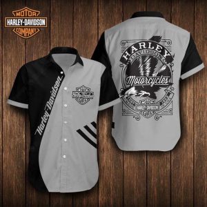 Eagle Harley-Davidson Logo Graphic Hawaiian Shirt for Motorcycle Enthusiasts