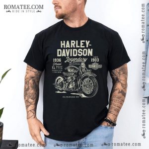 Harley Davidson 1936 Model Vintage Motorcycle Graphic T-Shirt with Legendary Design