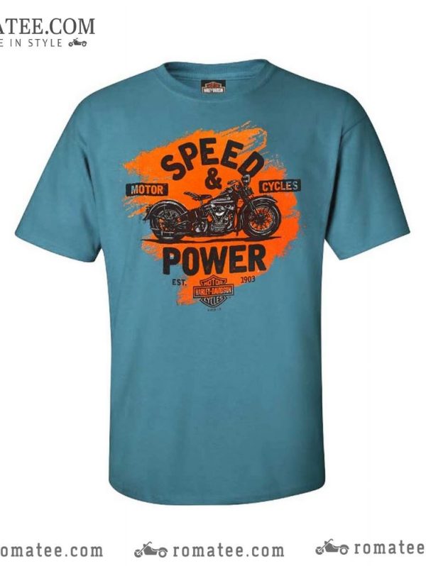 Harley Davidson Classic Motorcycle Speed and Power Graphic Tee, Established 1903, Vintage Design