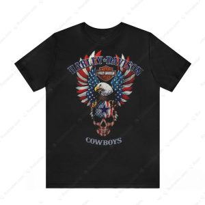 Harley-Davidson Cowboys Eagle Skull American Flag Graphic Tee